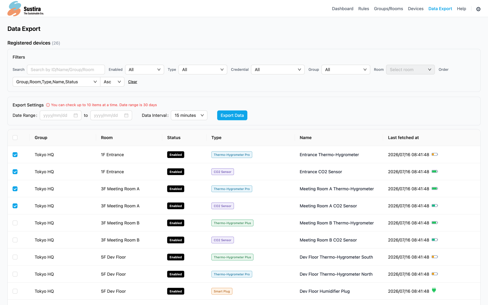 Data export